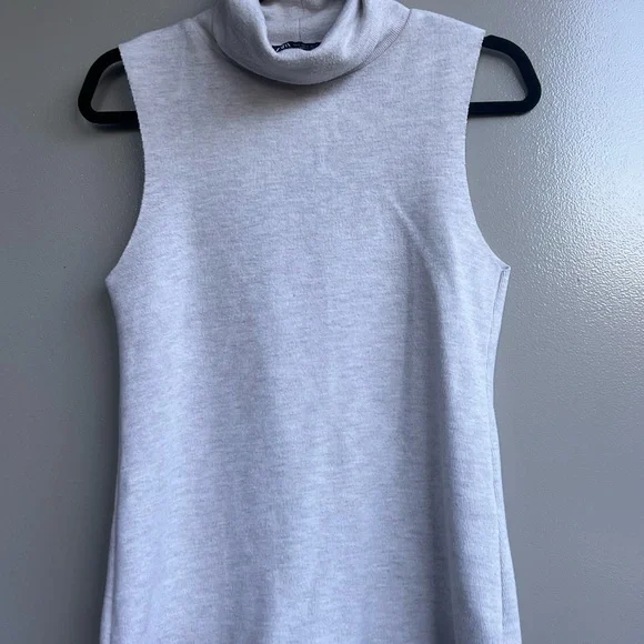 Zara Grey Sleeveless Turtleneck Knit Top Minimalist Summer Office Chic Size S - Picture 10 of 13